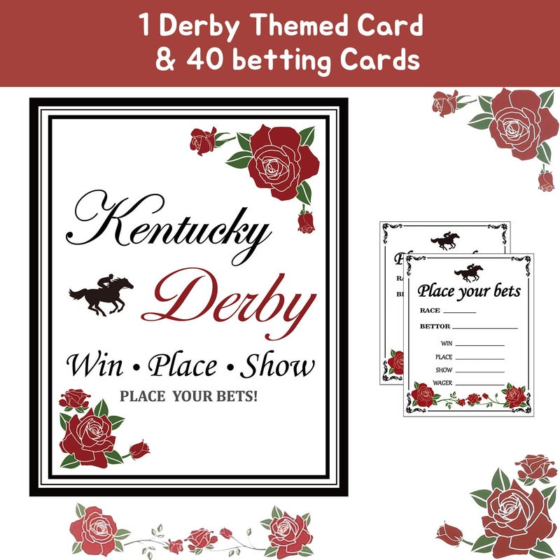 ANGOLIO Race Horse Party Supplies, 40Pcs Betting Card for Guess Who will Win the First on Horse Racing, Win Place Show Ticket Play Your Bets Card Derby Invitation Guessing Game supplies - Image 3